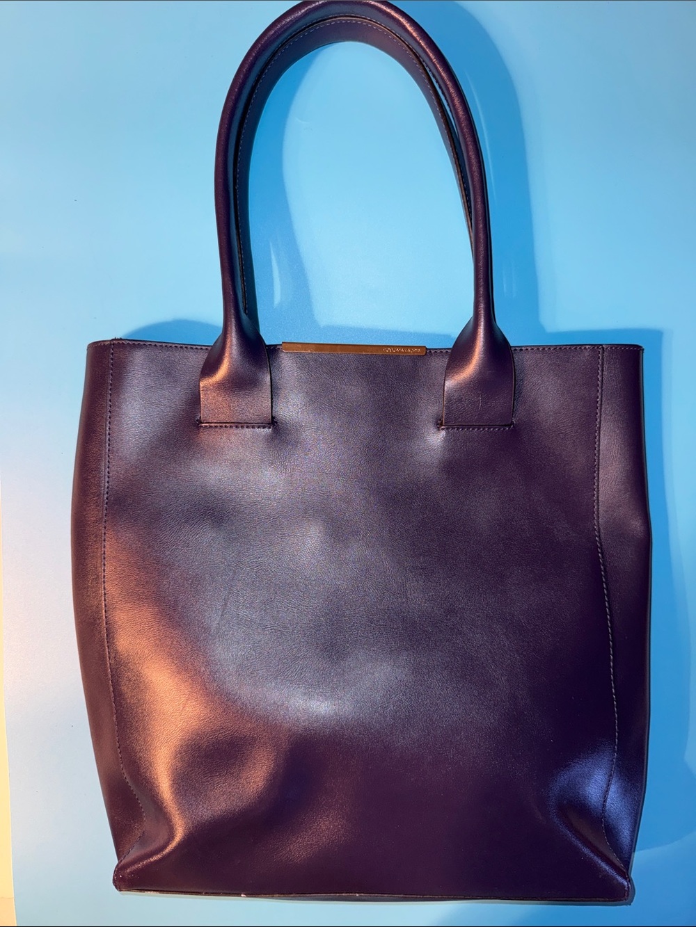 BCBGMaxAzria Dark Navy Leather Tote Bag Shoulder Bag - Picture 2 of 9